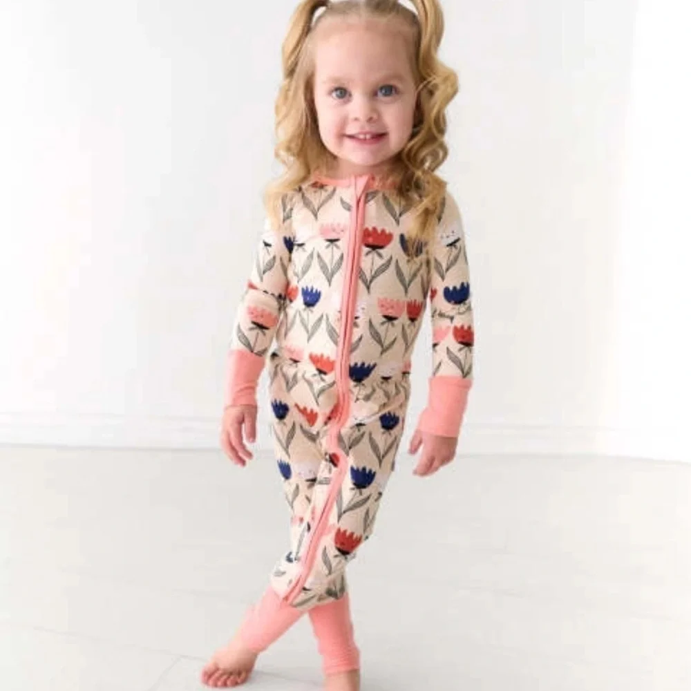Little sleepies Floral Print Kids Onesie